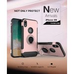 Wholesale iPhone Xr 6.1in 360 Rotating Ring Stand Hybrid Case with Metal Plate (Black)